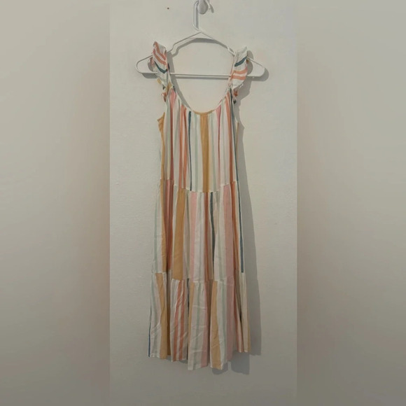 Rails Dresses & Skirts - Rails Capri Melon Stripe Midi Dress Pastels Linen Blend Tiered Beachy Flowy XS
